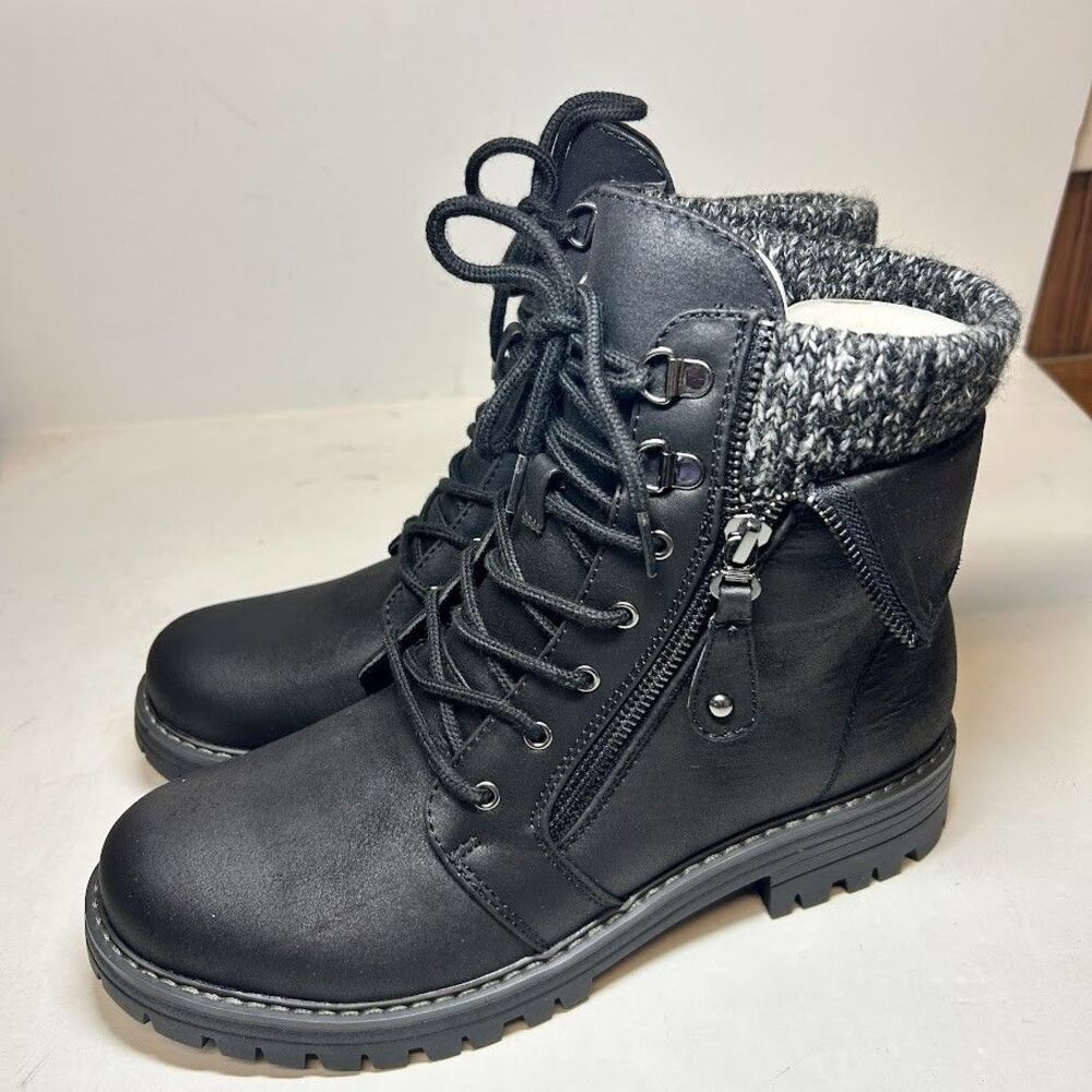 Cliffs Womens 8.5 M Black Fabric Mandy Lace Up Hiker Boots NIB KD7